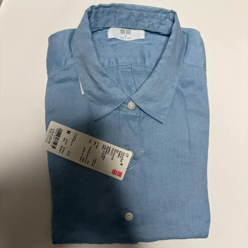 [BUNJANG] Uniqlo Women's Premium Linen Shirt Blue M / 새상품) 유니클로 여성 프리미엄 리넨 셔츠 블루 M