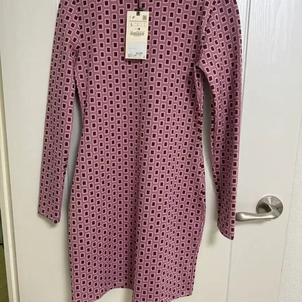 [BUNJANG] Zara Pink Brown Patterned Dress / ZARA 핑크 브라운 패턴 원피스