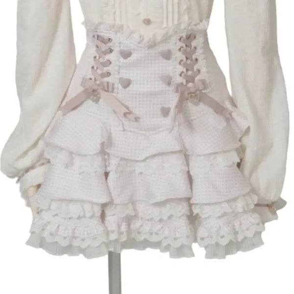 [BUNJANG] LIZ LISA Lace-Up Tiered Skirt Pink / 리즈리사 레이스업 티어트 스커트 핑크 양산형 지뢰계 스나계