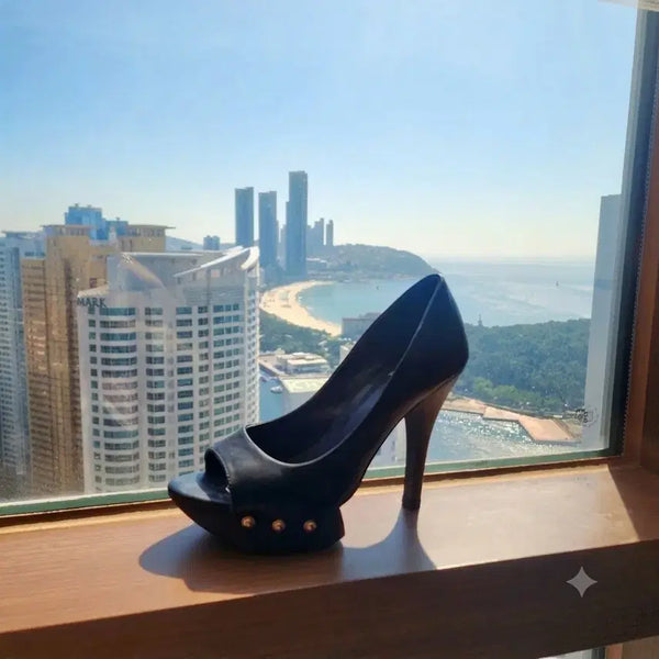 [BUNJANG] SUECOMMA BONNIE Studded Platform Open-Toe Heels (235mm / 12cm) / 슈콤마보니 스터드 가보시 오픈토 힐 235 (12cm) 상태Good
