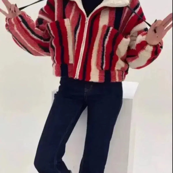 [BUNJANG] Women's Short Fleece Hoodie Free Size / 여성 숏후리스 뽀글이 후디 새제품 사이즈 프리