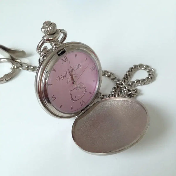 [BUNJANG] Rare Vintage 2006 Hello Kitty Stainless Steel Pocket Watch / 고전 헬로키티 회중시계 [초희귀]