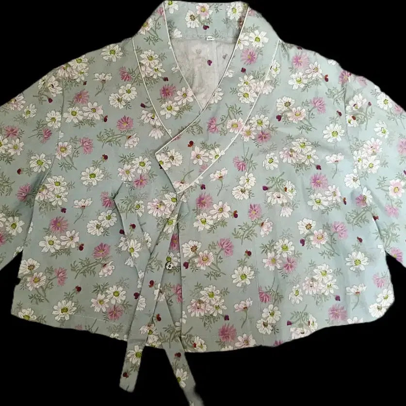 [BUNJANG] Mint Flower Pattern Modern Hanbok Jeogori Top / 생활한복 저고리 개량한복 민트색