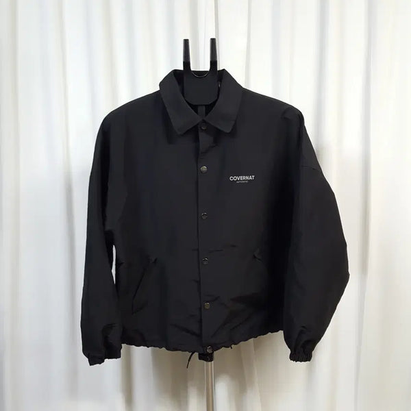 [BUNJANG] Covernat Men's Black Oversized Windbreaker Coach Jacket M / 커버낫 남성 오버핏 윈드 브레이커 코치 자켓 블랙 M 오일장