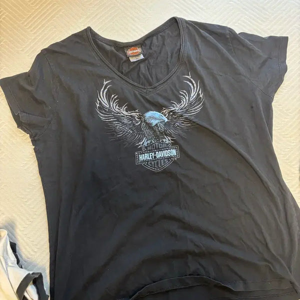 [BUNJANG] Harley-Davidson Eagle Logo Short Sleeve T-Shirt Black / 할리데이비슨 독수리 로고 반팔 티셔츠 검정