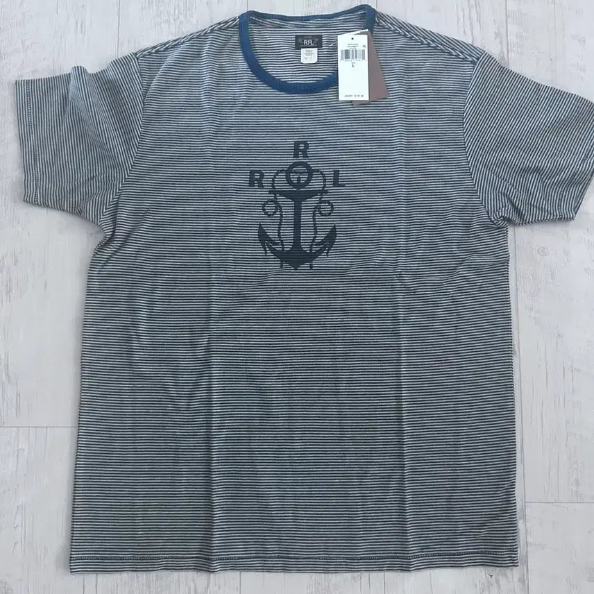 [BUNJANG] RRL Indigo Stripe Short Sleeve T-Shirt / RRL 인디고 스트라이프 반팔 티셔츠 L
