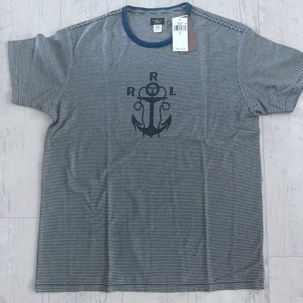 [BUNJANG] RRL Indigo Stripe Short Sleeve T-Shirt / RRL 인디고 스트라이프 반팔 티셔츠 L