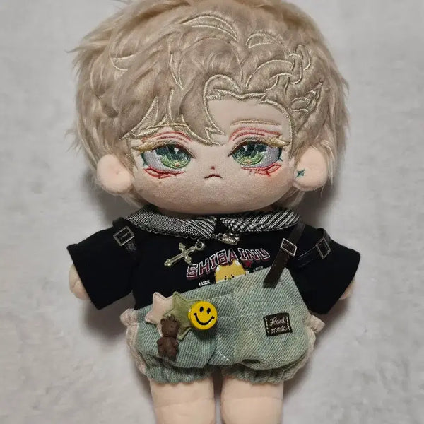 [BUNJANG] 20cm Doll Clothes Set: Overalls & Necklace / 20cm 솜인형옷 멜빵 목걸이 세트