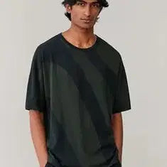[BUNJANG] COS Relaxed Fit Curved Pattern Knit T-Shirt / COS  코스 릴렉스핏 곡선 패턴 니트 반팔티셔츠