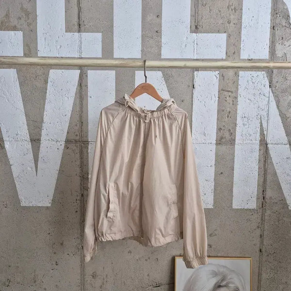 [BUNJANG] Adidas Hooded Windbreaker Jacket Beige / 아디다스 후드 바람막이 자켓