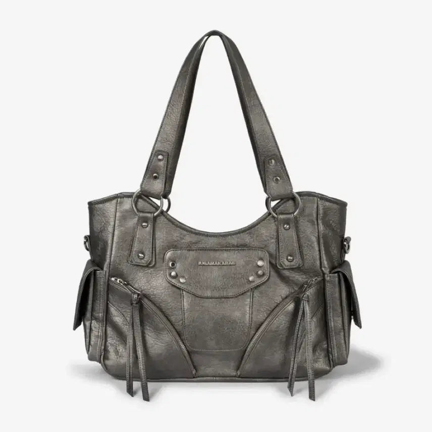 [BUNJANG] IWOOGAMA Karas Studded Leather Shoulder Bag (Silver) / 이우가마카라스 스터드 숄더백 실버 Studded Leather Shoulder Bag (Silver)