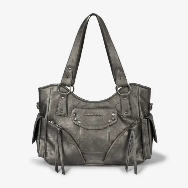 [BUNJANG] IWOOGAMA Karas Studded Leather Shoulder Bag (Silver) / 이우가마카라스 스터드 숄더백 실버 Studded Leather Shoulder Bag (Silver)