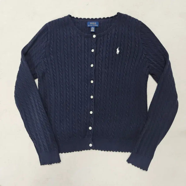 [BUNJANG] Polo Ralph Lauren Navy Cable Knit Cropped Cardigan / 폴로 랄프로렌 네이비 케이블 니트 크롭 가디건 급처