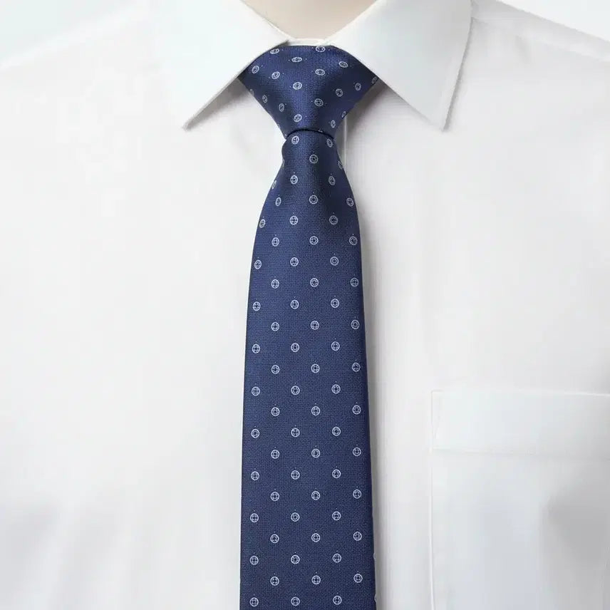 [BUNJANG] Franco Ferraro Navy Pattern Silk Tie / 프랑코페라로 네이비 패턴 실크넥타이