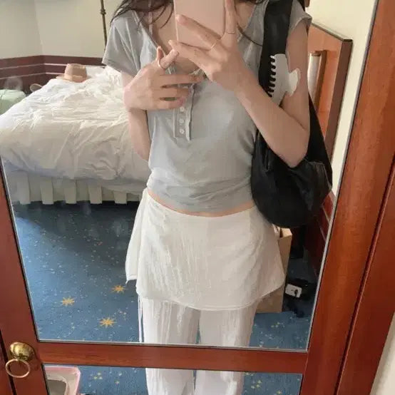 [BUNJANG] Thewish Leeds Pearl Layered Wrap Pants / 더위시 Leeds Pearl 레이어드 랩 팬츠