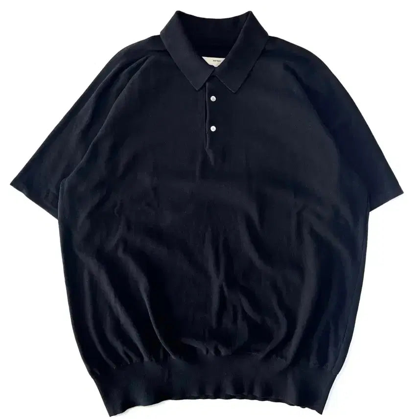[BUNJANG] Pottery Linen-like Comfort Polo Knit Black / 포터리 린넨라이크 컴포트 폴로 니트 블랙 100