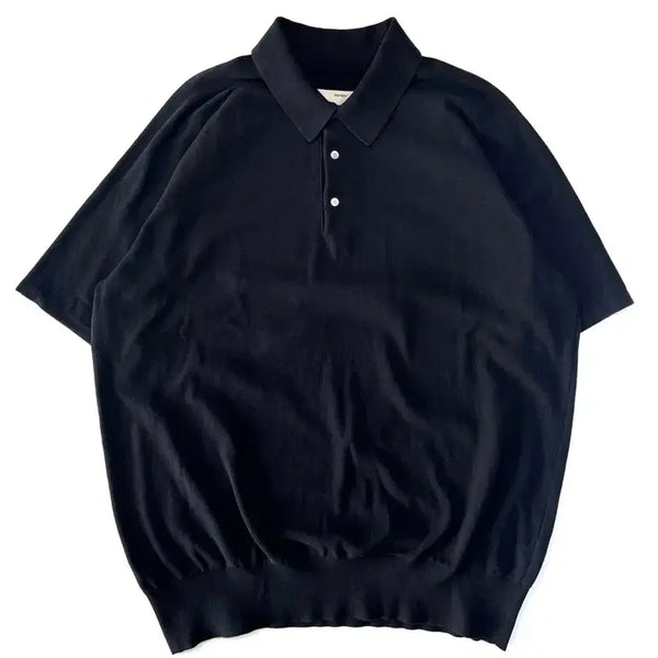 [BUNJANG] Pottery Linen-like Comfort Polo Knit Black / 포터리 린넨라이크 컴포트 폴로 니트 블랙 100
