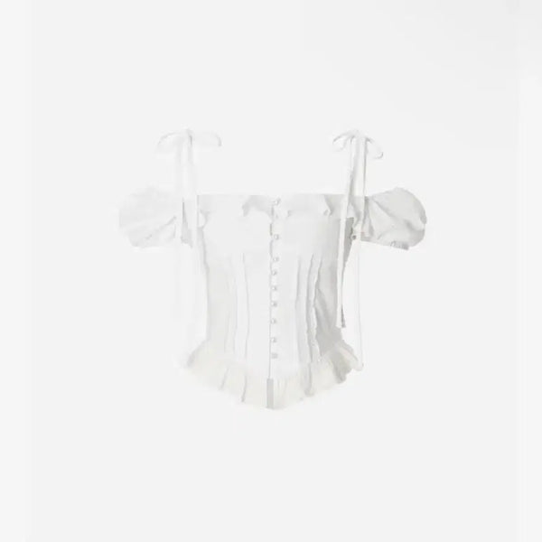[BUNJANG] Newallin Rose 2 Off-Shoulder Pintuck Blouse / 뉴얼린 로제2 오프숄더 핀턱 블라우스 판매