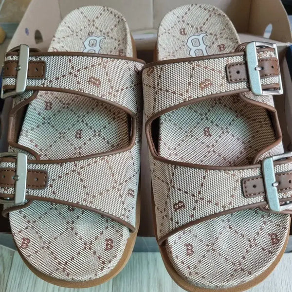 [BUNJANG] MLB Monogram Double Slide Jacquard Sandals 270 / (새제품)MLB 모노그램 더블 슬라이드 자카드 샌들 270