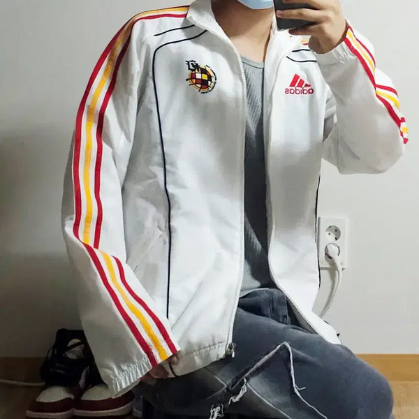 [BUNJANG] Adidas Spain National Team 09-10 Training Windbreaker Jacket White / 아디다스 스페인 국대 09-10 트레이닝 바람막이 화이트 자켓