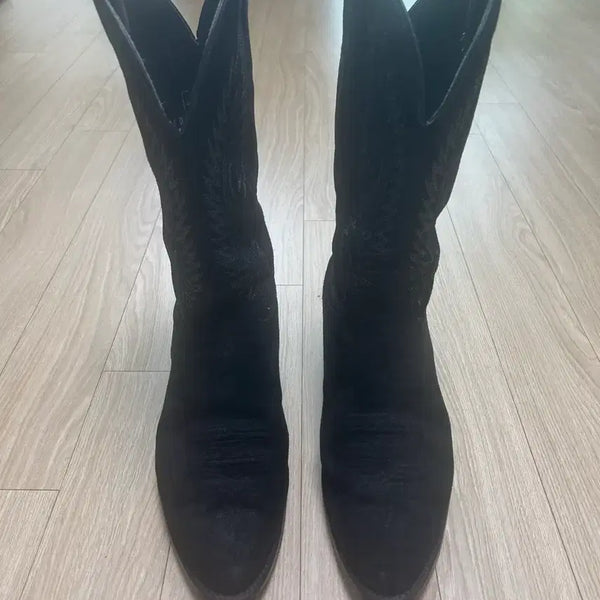 [BUNJANG] Texas Black Suede Western Boots Size 12D (285-290) / 텍사스 블랙 스웨이드 웨스턴부츠 12D (285-290)