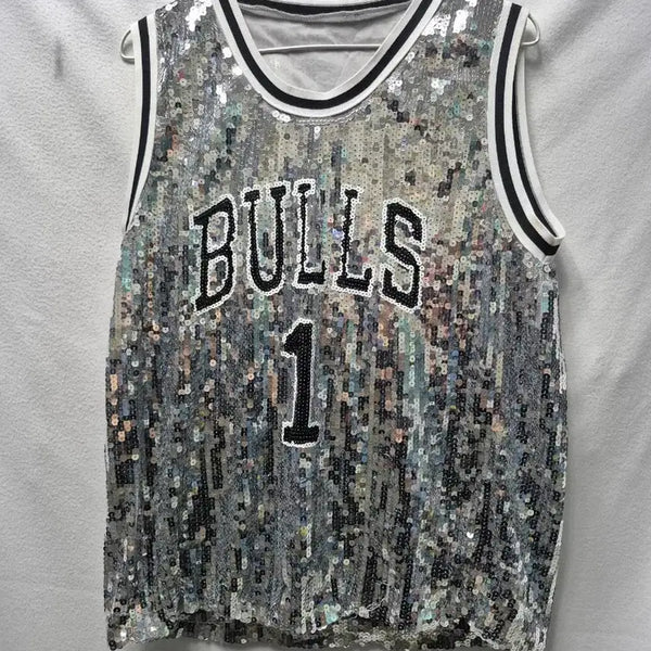 [BUNJANG] Chicago Bulls Sequin Basketball Jersey (L) / 시카고 불스 농구 유니폼 스팽글 L 그 외 3천9백