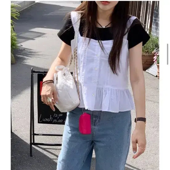 [BUNJANG] Underbee Camisole Bustier Blouse White / 언더비 나시 뷔스티에 블라우스 화이트