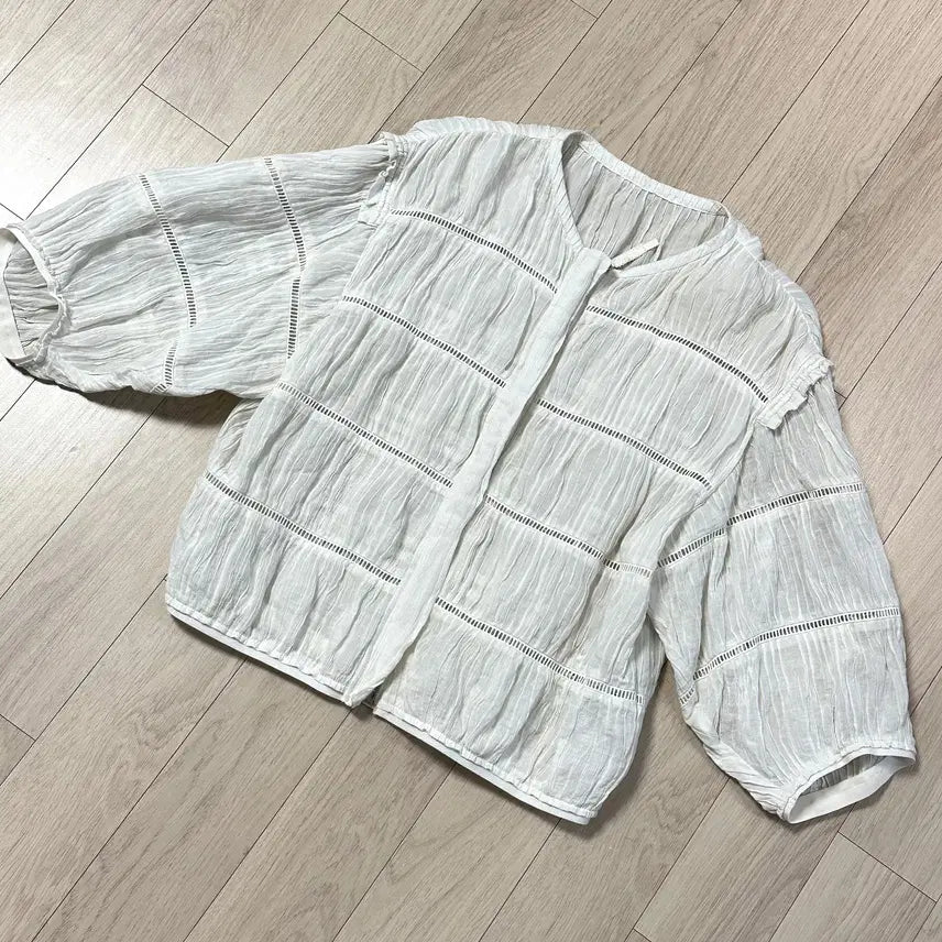 [BUNJANG] OBZEE Crinkle Lace Zip-Up Jacket / OBZEE 오브제 크링클 레이스 집업 자켓