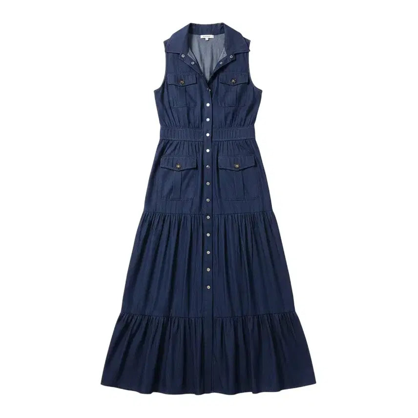 [BUNJANG] Women's Dark Blue Sleeveless Denim Dress / 여성F/ 진청 버튼 민소매 데님원피스 5-4