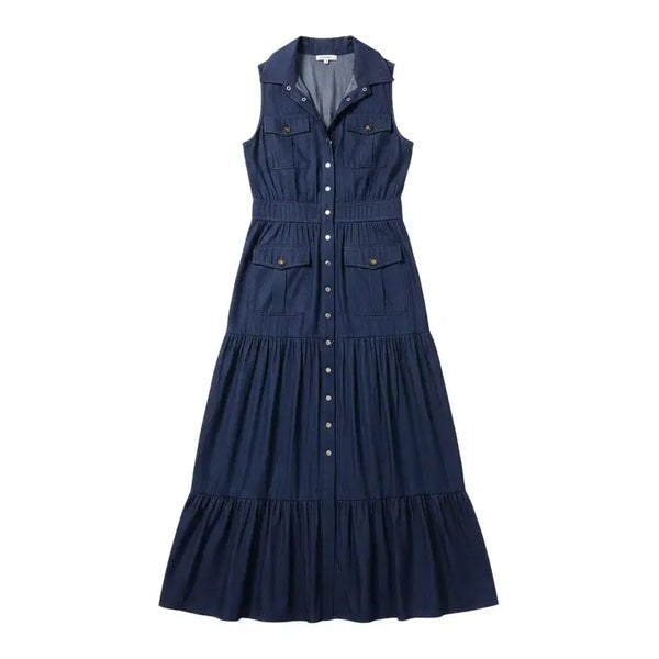 [BUNJANG] Women's Dark Blue Sleeveless Denim Dress / 여성F/ 진청 버튼 민소매 데님원피스 5-4