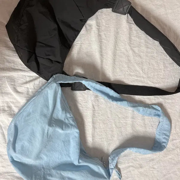 [BUNJANG] Nylon Two-Way Shoulder Bag Black/Blue (Set of 2) / 새상품 나일론 투웨이 숄더백 블랙/블루