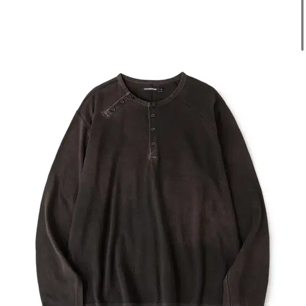[BUNJANG] Hatching Room Double Henley Bleached Black 2 / 해칭룸 더블헨리넥 블리치드 블랙 2