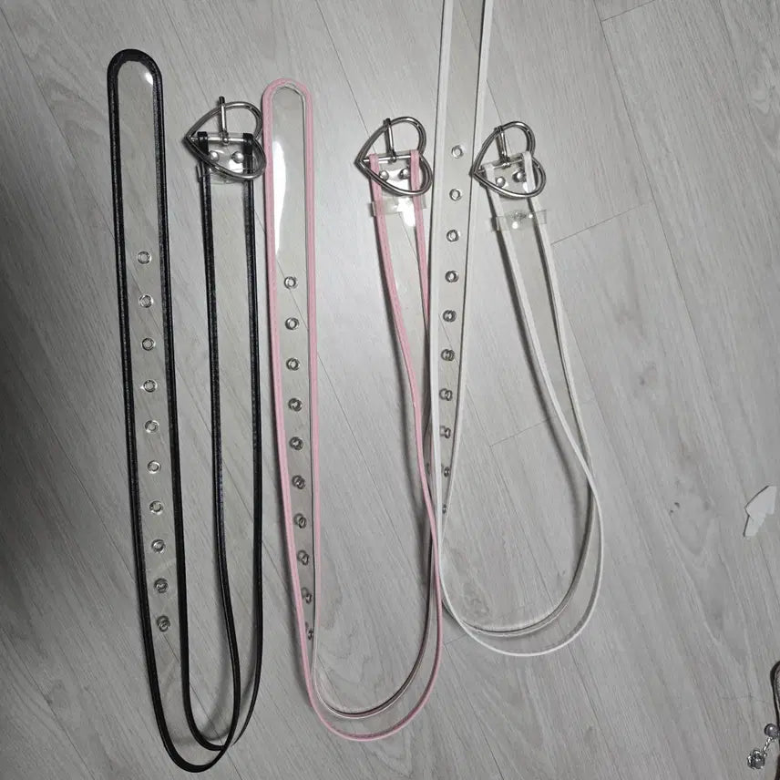 [BUNJANG] Heart Transparent Belt 3 Colors (Black, White, Pink) / 하트 투명 벨트 3종 (검정색, 하얀색, 분홍색)