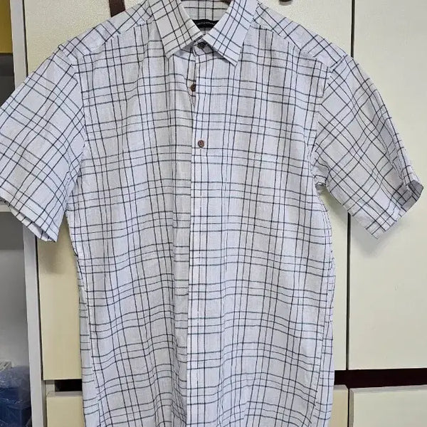 [BUNJANG] Louis Quatorze Check Short-Sleeve Shirt Men's Size 95 / 루이가또즈 체크 반팔 셔츠 남성 의류 95