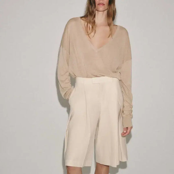 [BUNJANG] Zara Fine Knit V-Neck Sweater - Beige / 자라 파인 니트 브이넥 스웨터 새상품