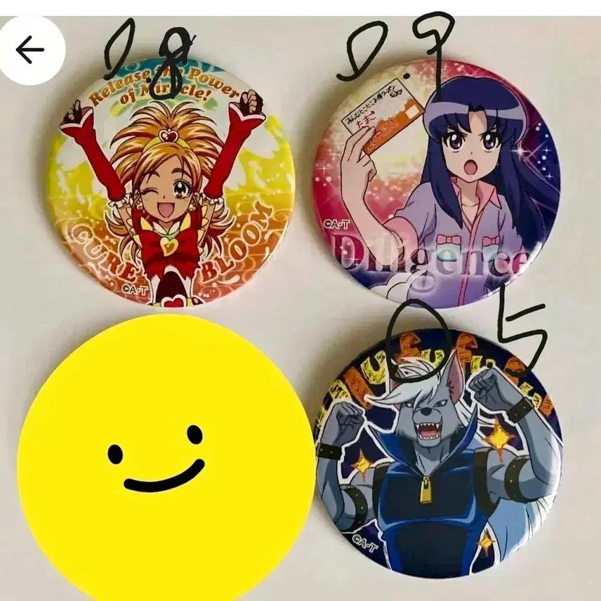 [BUNJANG] Precure Cure Bloom, Cure Fortune Iona Hoshino, Wolfen Can Badge Set / 비현물)프리큐어 큐어 블룸, 큐어 포춘 이오나(최유라),울프룬 캔뱃지 판매