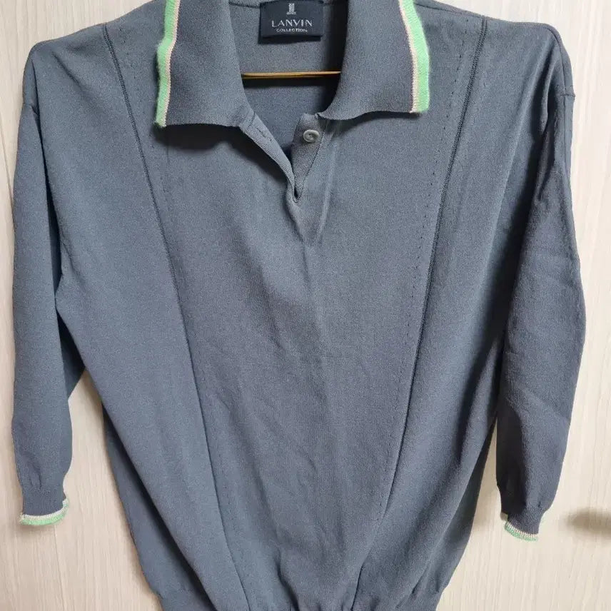 [BUNJANG] Lanvin Collection Collar Knit - Grey/Mint / 랑방 컬렉션  카라 니트 그레이/민트