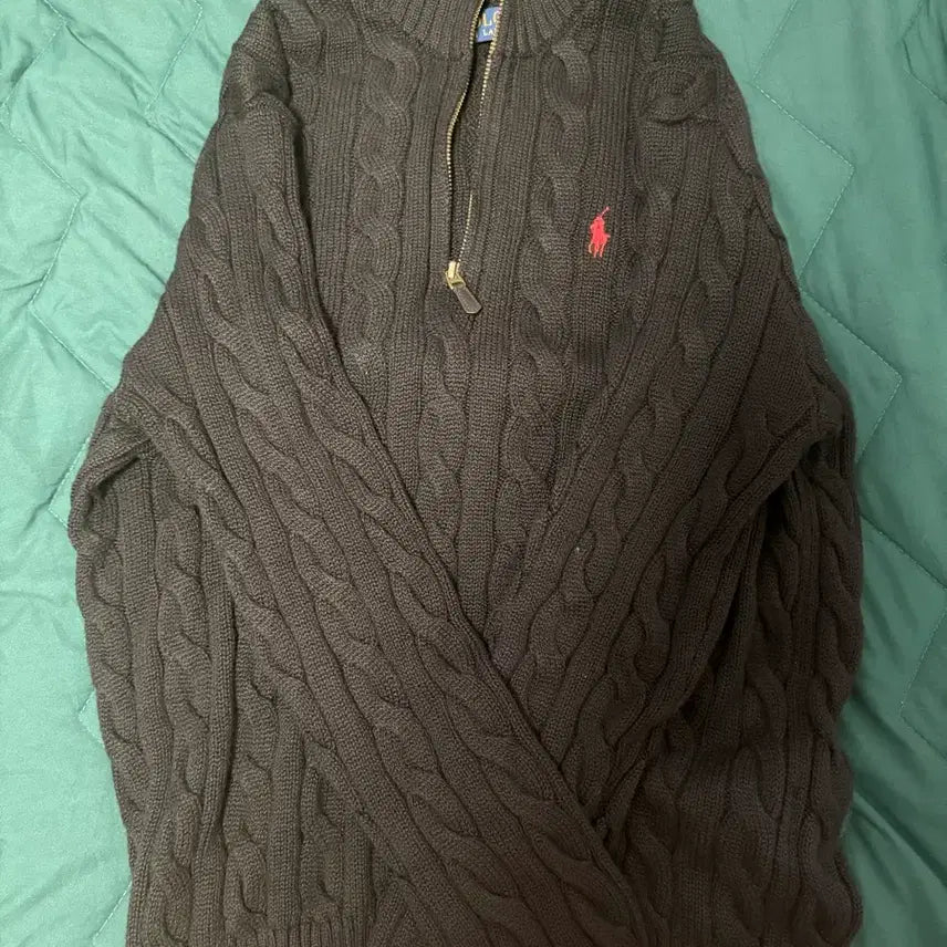 [BUNJANG] Polo Ralph Lauren Cable Knit Full-Zip Hoodie Black S / 정품) 폴로 랄프로렌 케이블 니트 집업 블랙 s