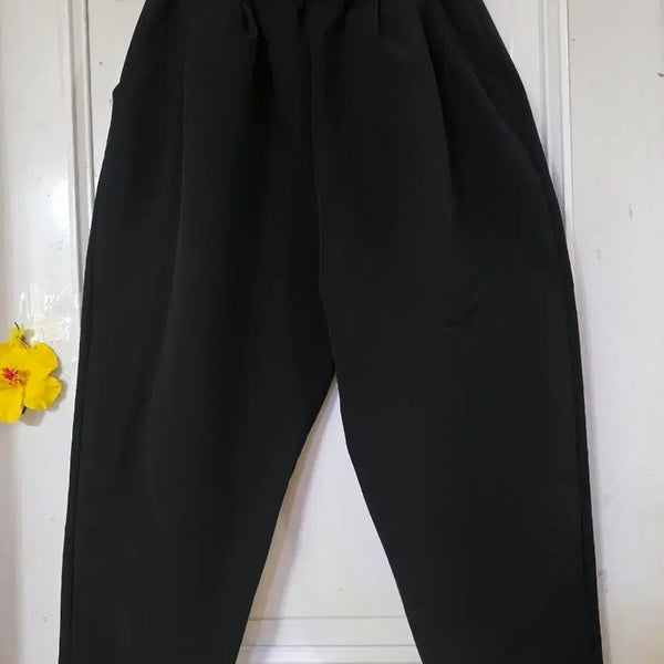 [BUNJANG] Premium Relaxed Fit Wide Leg Pants with Spandex / 봄 여름  고급스러운 디자인이쁜  바스락 밴딩 와이드. 스판 베기통바지