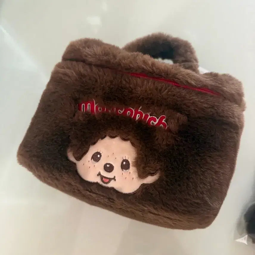 [BUNJANG] Monchhichi Fur Square Pouch / 몬치치 퍼 사각 파우치 새상품