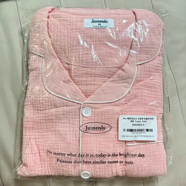 [BUNJANG] Juniju Summer Crinkled Cotton Short Sleeve Pajama Set XL / 쥬니쥬 여름 요루면 반팔파자마