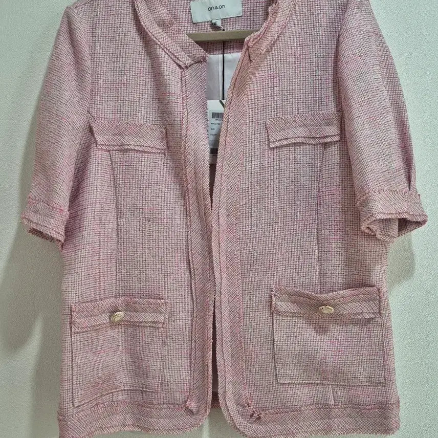 [BUNJANG] ON&ON Pink Tweed Short Sleeve Jacket Free Size New / 온앤온 핑크 트위드 반팔 자켓 프리사이즈 새상품