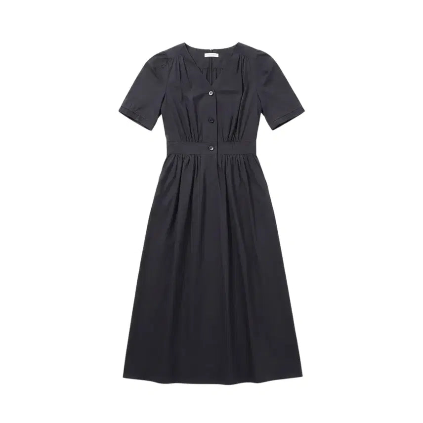 [BUNJANG] Women's Short-Sleeve V-Neck Dress with Back Banding (Navy) / 여성55/ 리스트 뒷밴딩 브이넥 반팔원피스NV 5-8