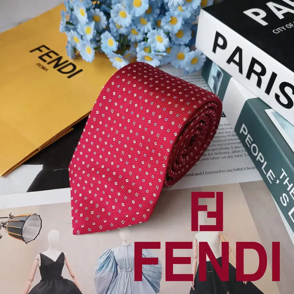 [BUNJANG] Fendi Zucca FF Logo Silk Tie Red / 펜디 실크 레드 주카 로고 패턴 넥타이 8.3cm A+~A등급 e1642