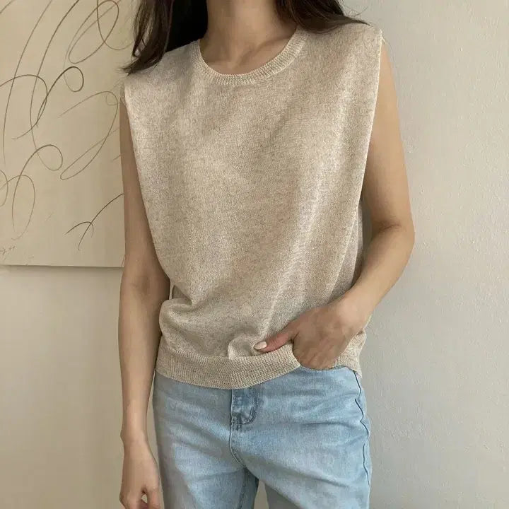 [BUNJANG] Basic Round Linen Sleeveless Top / (국내제작) 라운드 베이직 린넨 나시