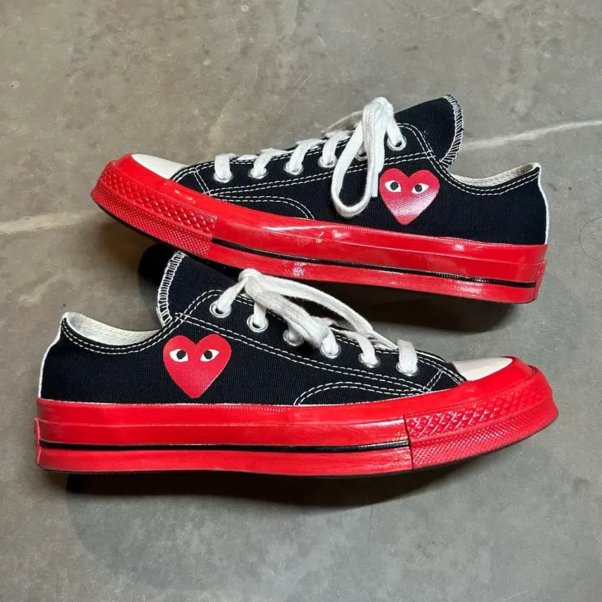 [BUNJANG] Comme des Garçons Play x Converse Chuck 70 Low Red Midsole Black / 240) 꼼데가르송 컨버스 척테일러 블랙 레드 하트 로고