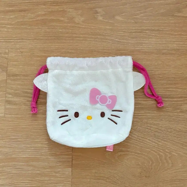 [BUNJANG] Sanrio Kitty Fuwa Fuwa Pouch - Drawstring Pouch / 산리오 키티 후와후와 파우치 헬로키티 복조리 파우치 가챠파우치 키티마스코트 굿즈