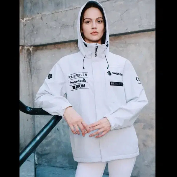 [BUNJANG] Descente Audi Ski Team Hooded Windbreaker Jacket M 90 / 데상트 우븐 자켓 바람막이 아우디 스키팀 후드 점퍼 M 90 나이키 아디다스 블랙야크 네파 디스커버리 내셔널 스키