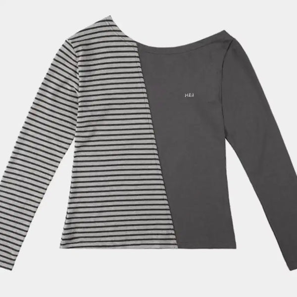 [BUNJANG] Heisan Two-Way Stripe Shoulder Long Sleeve / 새상품 하이산 투웨이 스트라이프 숄더 롱슬리브