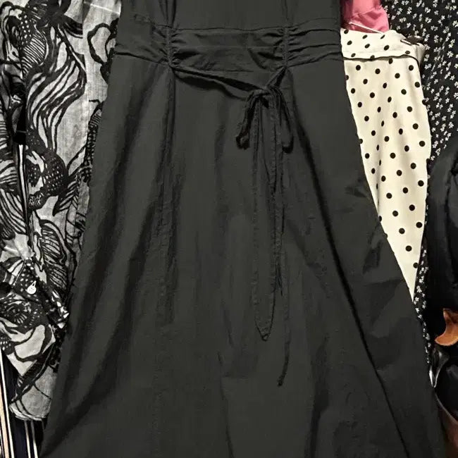 [BUNJANG] ETMON Neck Cutout Shirring Long Dress Black / 에트몽 넥 컷아웃 쉬링 롱 원피스 블랙 S